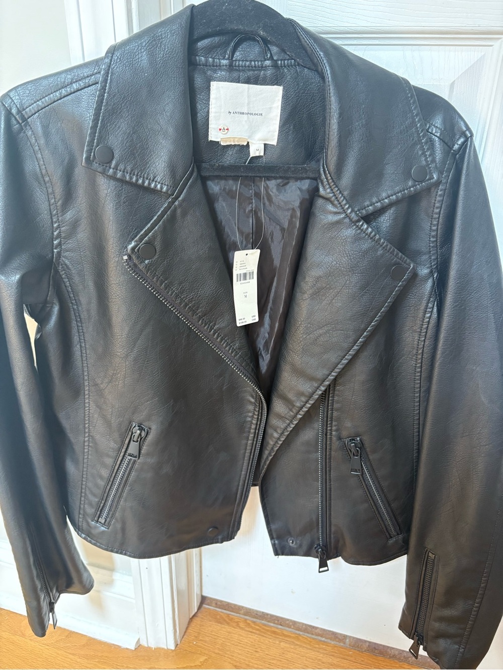 Anthropologie Black Faux Leather Biker Jacket